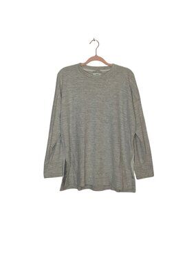 Aerie Women's Lightweight Heather Gray Knit Long Sleeve Top With Side Slits Size